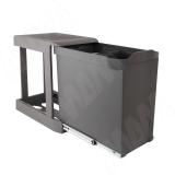 LINEA Система сортировки и хранения, 2 емкости (14л+14л), авт. крышка, нижнее крепление, цвет орион серый 6246G41PZ, фото 1