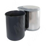 LINEA Ведро для мусора подвесное 13л с крышкой, с крепежом, нерж.сталь, цвет серый металлик  6274MT1PZ, фото 2