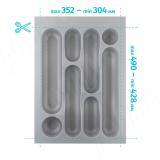 DESIGN Лоток кухонный для столовых приборов для ящика c фасадом 400 мм, цвет серый металлик 6739MT25PZ, фото 1