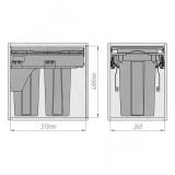 PROBOX LT F40 Система сортировки и хранения, 2 емкости (2x18), креп. фасада, полн.выдв., плавн.закр., графит BRD402-36DG, фото 4