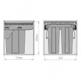 PROBOX LT F60 Система сортировки и хранения, 2 емкости (2x35), креп. фасада, полн.выдв., плавн.закр., цвет графит BRD602-70HDG, фото 4