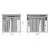 PROBOX LT F60 Система сортировки и хранения, 4 емкости (2x9+2x21), креп. фасада, полн.выдв., плавн.закр., цвет графит BRD604-60HDG, фото 4