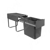 EASYBOX F30 Корзина встраиваемая для мусора выдвижная с доводчиком и крышкой-полкой, объём 22 (1x22) л, цвет тёмно-серый EMB301-22DG, фото 1