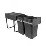 EASYBOX F30 Корзина встраиваемая для мусора выдвижная с доводчиком и крышкой-полкой, объём 28 (2x14) л, цвет тёмно-серый EMB302-28DG, фото 1