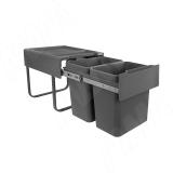 EASYBOX F40 Корзина встраиваемая для мусора выдвижная с доводчиком и крышкой-полкой, объём 36 (2x18) л, цвет тёмно-серый EMB402-36DG, фото 1