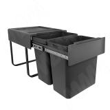 EASYBOX F45 Корзина встраиваемая для мусора выдвижная с доводчиком и крышкой-полкой, объём 50 (2x25) л, цвет тёмно-серый EMB452-50DG, фото 1