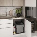 EASYBOX F45 Корзина встраиваемая для мусора выдвижная с доводчиком и крышкой-полкой, объём 50 (2x25) л, цвет тёмно-серый EMB452-50DG, фото 5