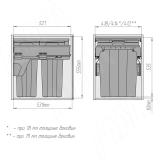 PROBOX F45 Система сортировки и хранения, 2 емкости (2x33), креп. фасада, полн.выдв., плавн.закр., крышка-полка, графит MBN452-66DGMID, фото 5