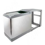 TOWER Система сортировки и хранения, 2 емкости (16л+10л), авт. крышка, нижнее крепление, пластик+нерж.сталь PAI605/1, фото 2