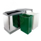 TOWER Система сортировки и хранения, 2 емкости (16л+10л), авт. крышка, нижнее крепление, пластик+нерж.сталь PAI605/1, фото 4