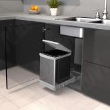 TOWER Система сортировки и хранения, 1 емкость (18л), авт. крышка, нижнее крепление, пластик+нерж.сталь PAI609/1, фото 3