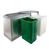 TOWER Система сортировки и хранения, 2 емкости (16л+10л), авт. крышка, нижнее крепление, пластик+алюминий PAL605/1 ALL, фото 4