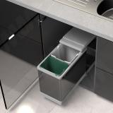 TOWER Система сортировки и хранения, 2 емкости (16л+10л), авт. крышка, нижнее крепление, пластик+алюминий PAL605/1 ALL, фото 5