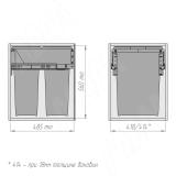 BLOCK 2.0 Система сортировки и хранения 450мм, 2 емкости (35л+35л), крепление к боков., напр.полн. выдвиж., плавн. закр. PBR A4745A, фото 6