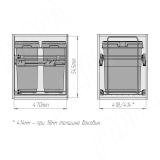 KOMBI 45 Система сортировки и хранения, 2 емкости (30л+30л), крепл. фасада, полн. выдвиж., плавн. закр., направл. Nova Pro PKBGME452MG, фото 3