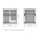 KOMBI 45 Система для утилизации/хранения, 3 емк.: 30л+10л+9л, к креп. фасада, полн.выдв., плавн.закр., напр. Nova Pro PKBGME453MG, фото 4