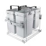 KOMBI 60. Система сортировки и хранения, 4 емкости (20л+20л+10л+9л), крепл. фасада, полн. выдвиж., плавн. закр., направл. Nova Pro PKBGME604MG, фото 1