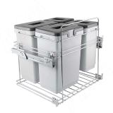 KOMBI 60. Система сортировки и хранения, 4 емкости (20л+20л+10л+9л), крепл. фасада, полн. выдвиж., плавн. закр., направл. Nova Pro PKBGME604MG, фото 2