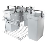 KOMBI 60. Система сортировки и хранения, 4 емкости (20л+20л+10л+9л), крепл. фасада, полн. выдвиж., плавн. закр., направл. Nova Pro PKBGME604MG, фото 3