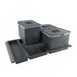 METROPOLIS Система сортировки и хранения, фасад 800мм, 3 емкости с крышкой (12л+12л+12л), цвет серый базальт PTC22080507FC97, фото 2