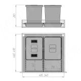 METROPOLIS Система сортировки и хранения, фасад 600мм, 2 емкости с крышкой (15л+15л), цвет серый базальт PTC28060503FC97, фото 9