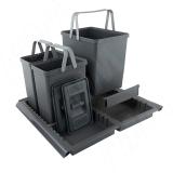 METROPOLIS Система сортировки и хранения, фасад 600мм, 3 емкости с крышкой (15л+6л+6л), цвет серый базальт PTC28060504FC97, фото 1