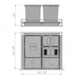 METROPOLIS Система сортировки и хранения, фасад 600мм, 3 емкости с крышкой (15л+6л+6л), цвет серый базальт PTC28060504FC97, фото 8