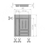 UPPO Лоток кухонный для столовых приборов для ящика c фасадом 400мм, цвет серый базальт R140SC9720, фото 4