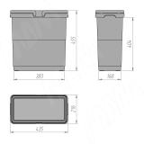SINGLE XL Ведро с ручками, пластик, объем 33л, H=460мм, цвет серый XL33G, фото 3