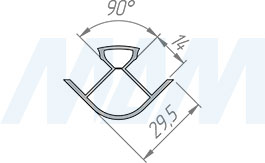 Размеры уголка 90 градусов для пластикового кухонного цоколя (Россия), высота 60 мм