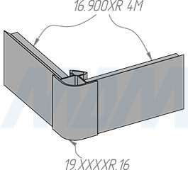 Установка уголка 90 градусов для пластикового кухонного цоколя (Россия), высота 60 мм