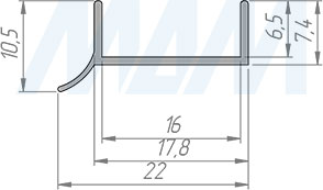 Размеры уплотнителя для цоколя из ДСП 16 мм (артикул 31.916R)