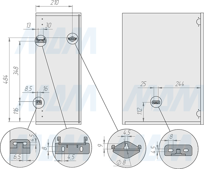 Установка подвесного ведра LINEA 21 л с крышкой для мусора (артикул 6200MT1IX), схема 1