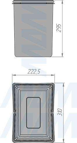 Размеры ведра LINEA 16 л (артикул 6201B31PZ)