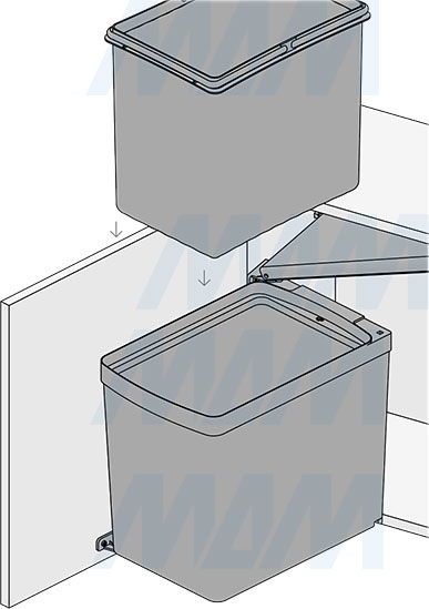 Установка подвесного ведра LINEA 16 л с крышкой для мусора (артикул 6201B31PZ), схема 5