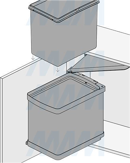 Установка подвесного ведра LINEA 16 л с крышкой для мусора (артикул 6201MT1IX), схема 5