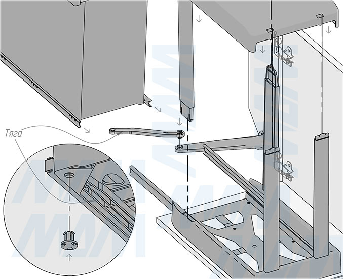 Установка системы LINEA для сортировки и хранения, 2 емкость (14+14 л), нижнее крепление (артикул 6246G41PZ), схема 4