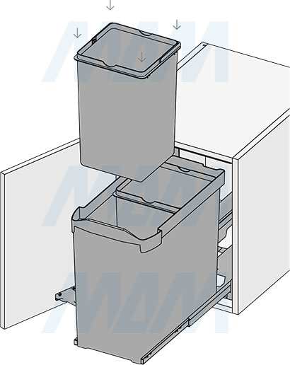Установка системы LINEA для сортировки и хранения, 1 емкость (30 л), нижнее крепление (артикул 6246G41PZ), схема 5