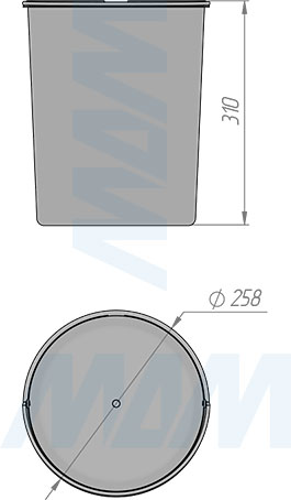 Размеры ведра LINEA 13 л (артикул 6274MT1PZ)
