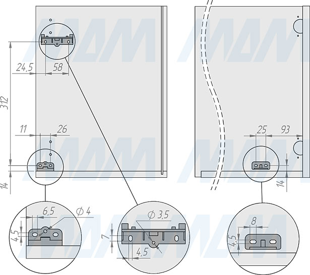 Установка подвесного ведра LINEA 13 л с крышкой для мусора (артикул 6274MT1PZ), схема 1