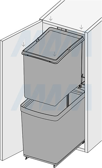 Установка системы LINEA для сортировки и хранения, 1 емкость (30 л), нижнее крепление (артикул 6281MT1IX), схема 4