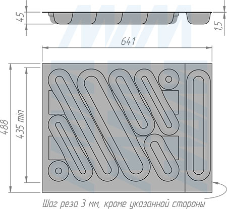 Размеры кухонного лотка DESIGN для столовых приборов для ящика с фасадом 700 мм (артикул 6747B35PZ)
