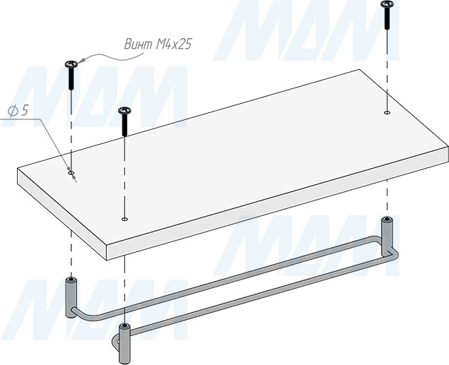 Установка одинарного бокалодержателя с креплением на винты (артикул B1CR L-300 01)