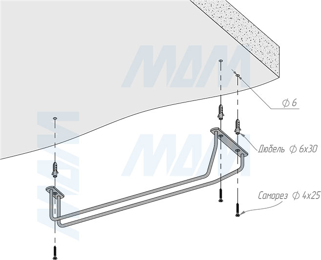 Установка одинарного бокалодержателя с креплением на саморезы (артикул BJ 002 01)