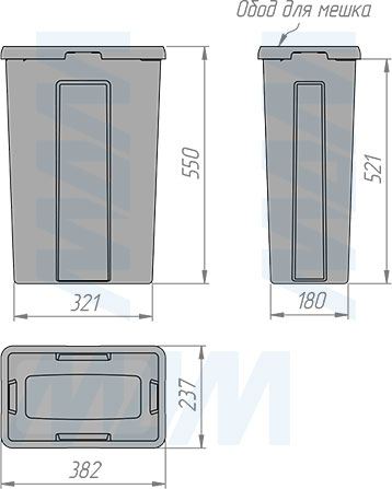 Размеры ведра PROBOX  LT F40 35 л (артикул BRD401-35DG)