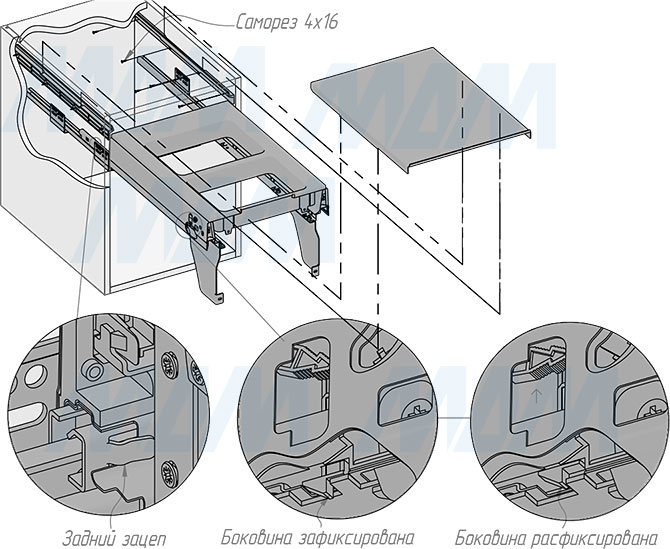 Установка системы PROBOX  LT F40 для сортировки и хранения, 2 емкости (18 л), для фасадов шириной 400 мм (артикул BRD402-36DG), схема 4