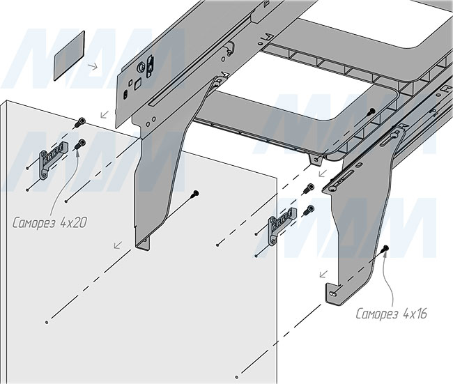 Установка системы PROBOX  LT F40 для сортировки и хранения, 2 емкости (18 л), для фасадов шириной 400 мм (артикул BRD402-36DG), схема 5