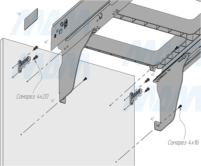 Установка системы PROBOX  LT F45 для сортировки и хранения, 2 емкости (27 л), для фасадов шириной 450 мм (артикул BRD452-54DG), схема 5