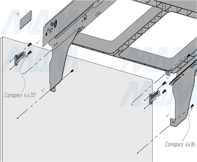 Установка системы PROBOX  LT F60 для сортировки и хранения, 2 емкости (35 л), для фасадов шириной 600 мм (артикул BRD602-70HDG), схема 5