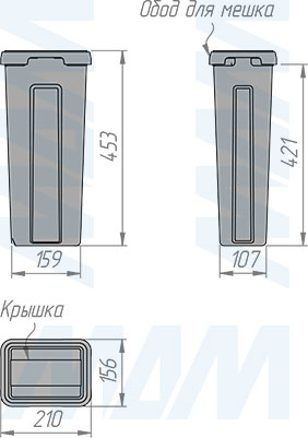 Размеры ведра PROBOX  LT F60 9 л (артикул BRD604-60HDG)